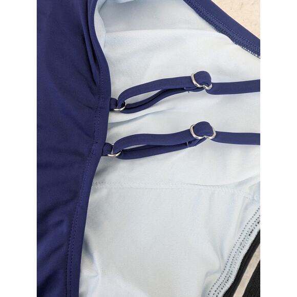 Cupshe Womens One Piece Swimsuit Size Large Blue Sheer One Shoulder - Picture 7 of 11